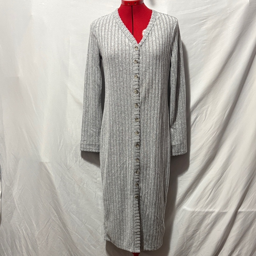 Frye Gray Ribbed Knit Cardigan XS276